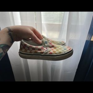 Girls size 12 rainbow checkered slip on vans.